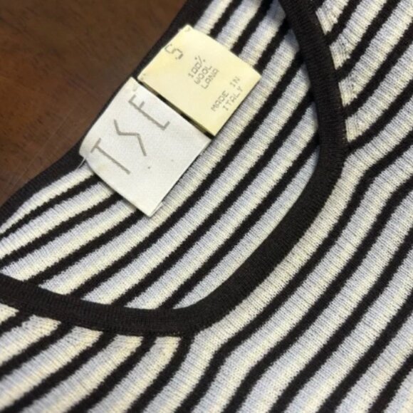Tse Wool Black, White, and Light Blue Gray Stripe Tee Size S - Picture 4 of 9
